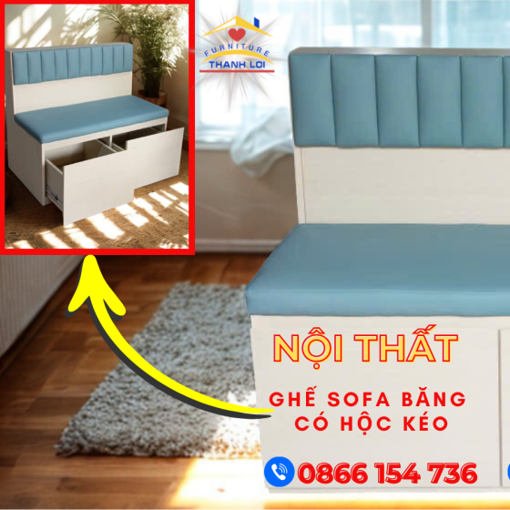 Ghế Sofa Băng Có Hộc Kéo 