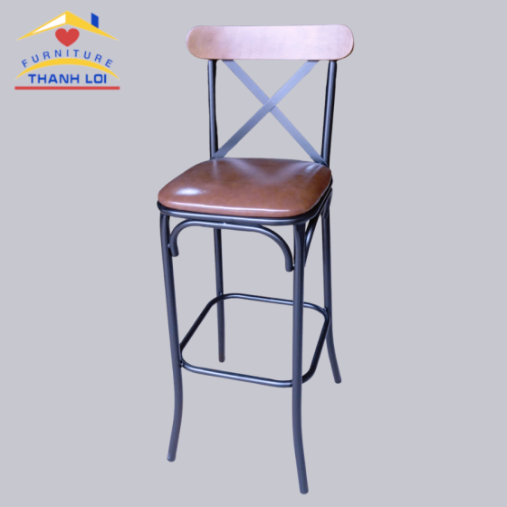 ghế quầy bar, ghế  bar gỗ có tựa lưng 