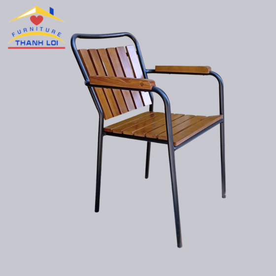 Ghế cà phê gỗ khung sắt